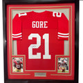 Framed Autographed/Signed Frank Gore 35x39 San Francisco Red Football Jersey JSA COA