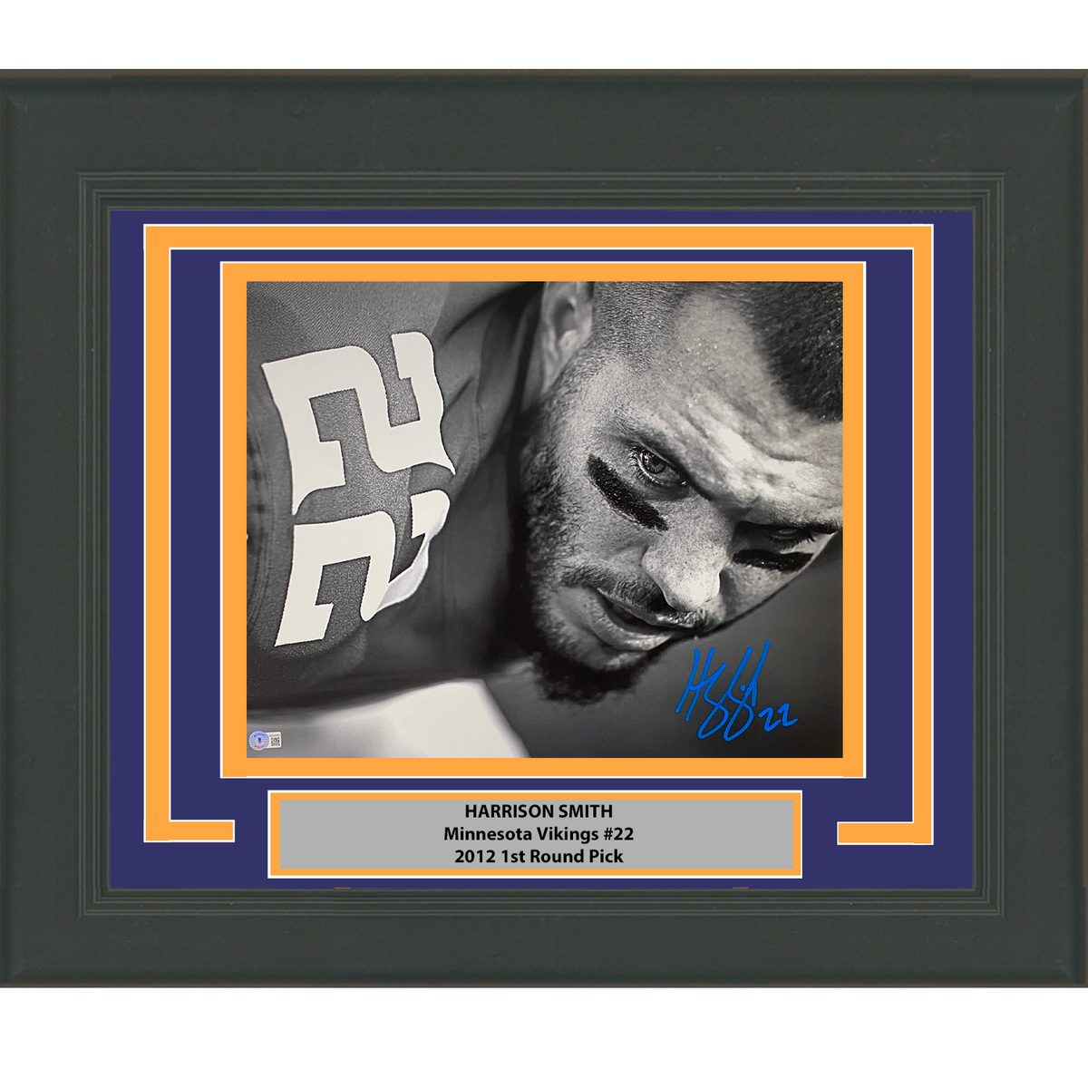 Framed Autographed/Signed Harrison Smith Minnesota Vikings 16x20 Football Photo Beckett BAS COA