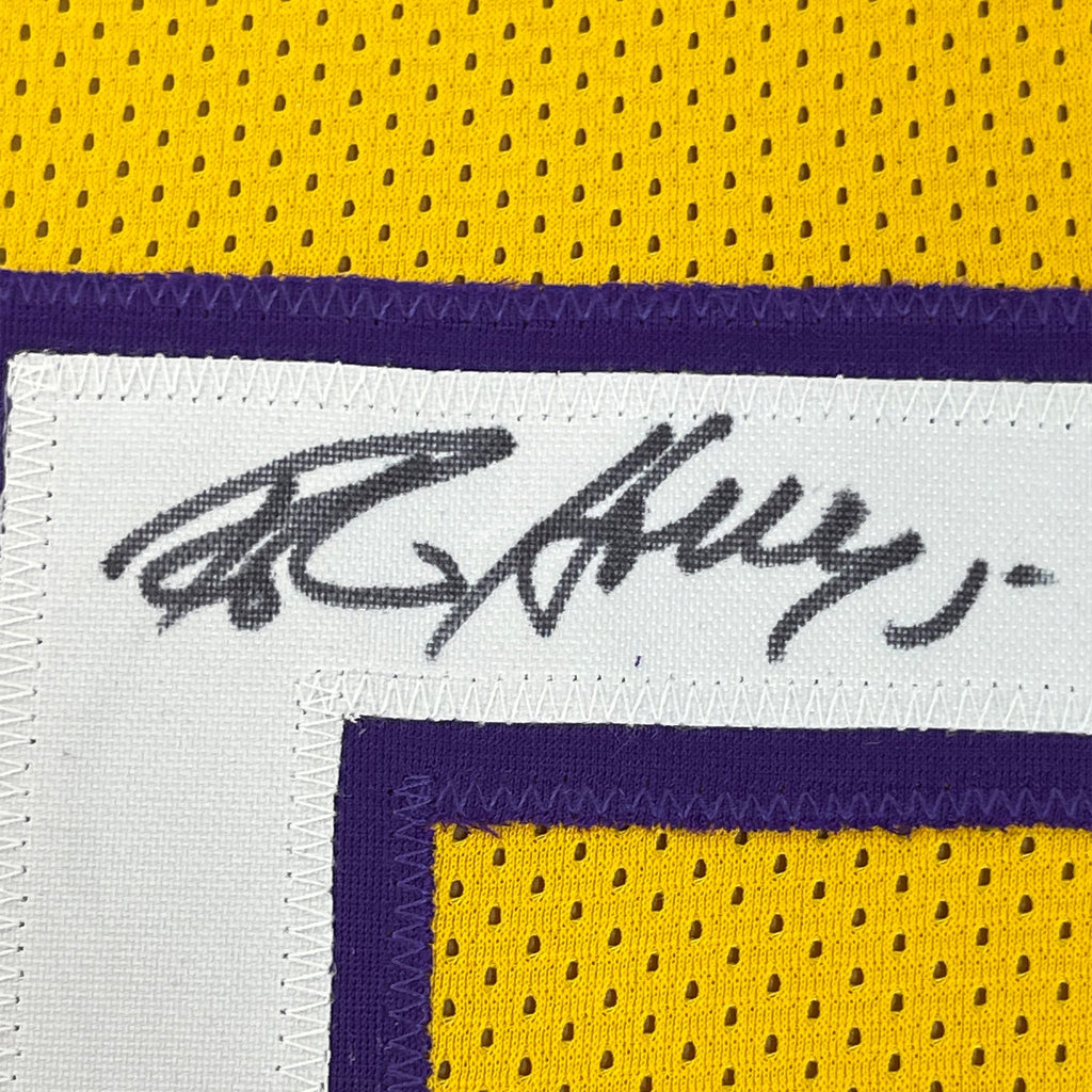 Framed Autographed/Signed Robert Horry 35x39 Los Angeles LA Yellow Basketball Jersey PSA/DNA COA