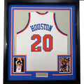 Framed Autographed/Signed Allan Houston 35x39 New York White Basketball Jersey PSA/DNA COA