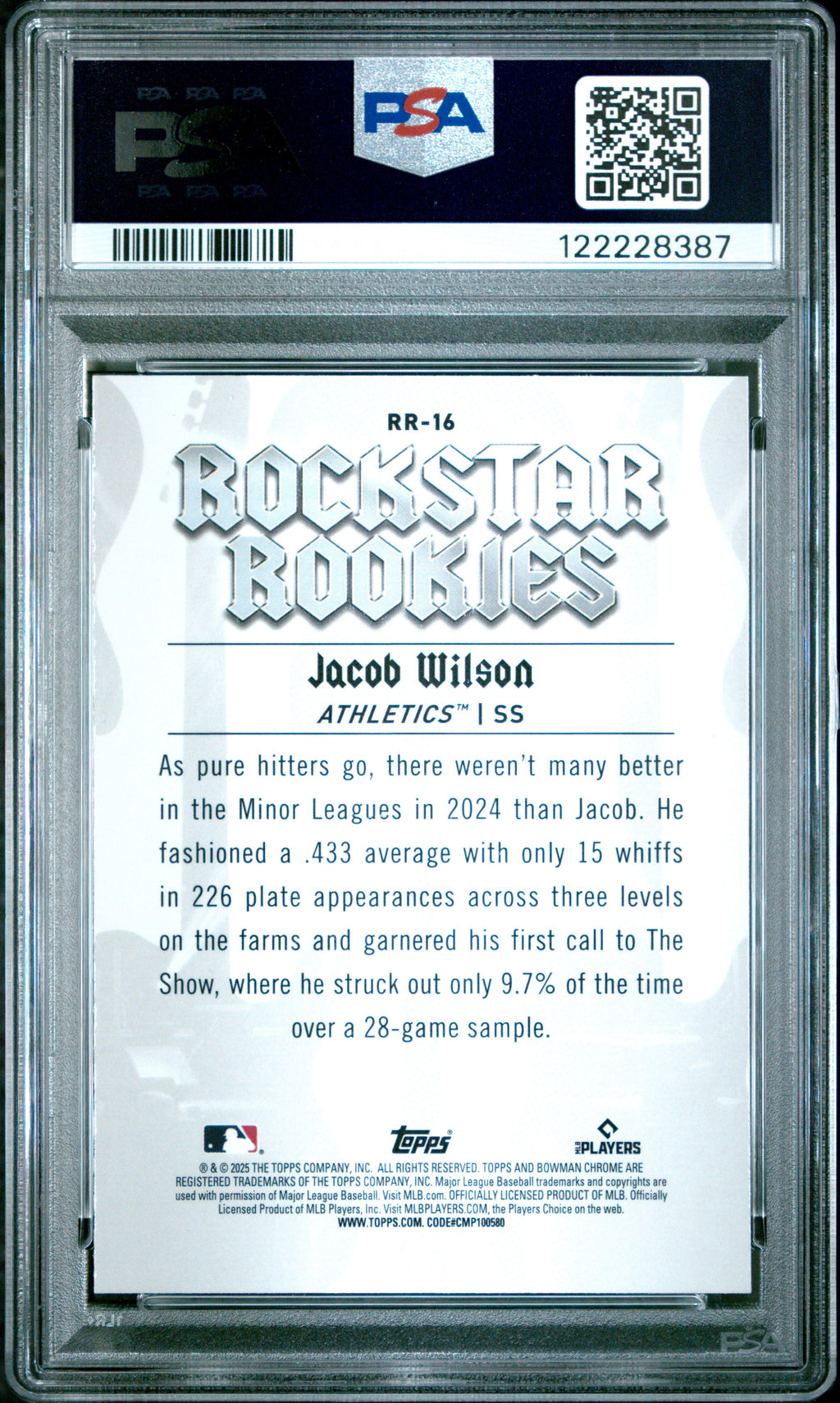 Graded 2025 Topps Bowman Jacob Wilson #RR16 Rockstar Rookies Rookie RC Baseball Card PSA 8 Near Mint