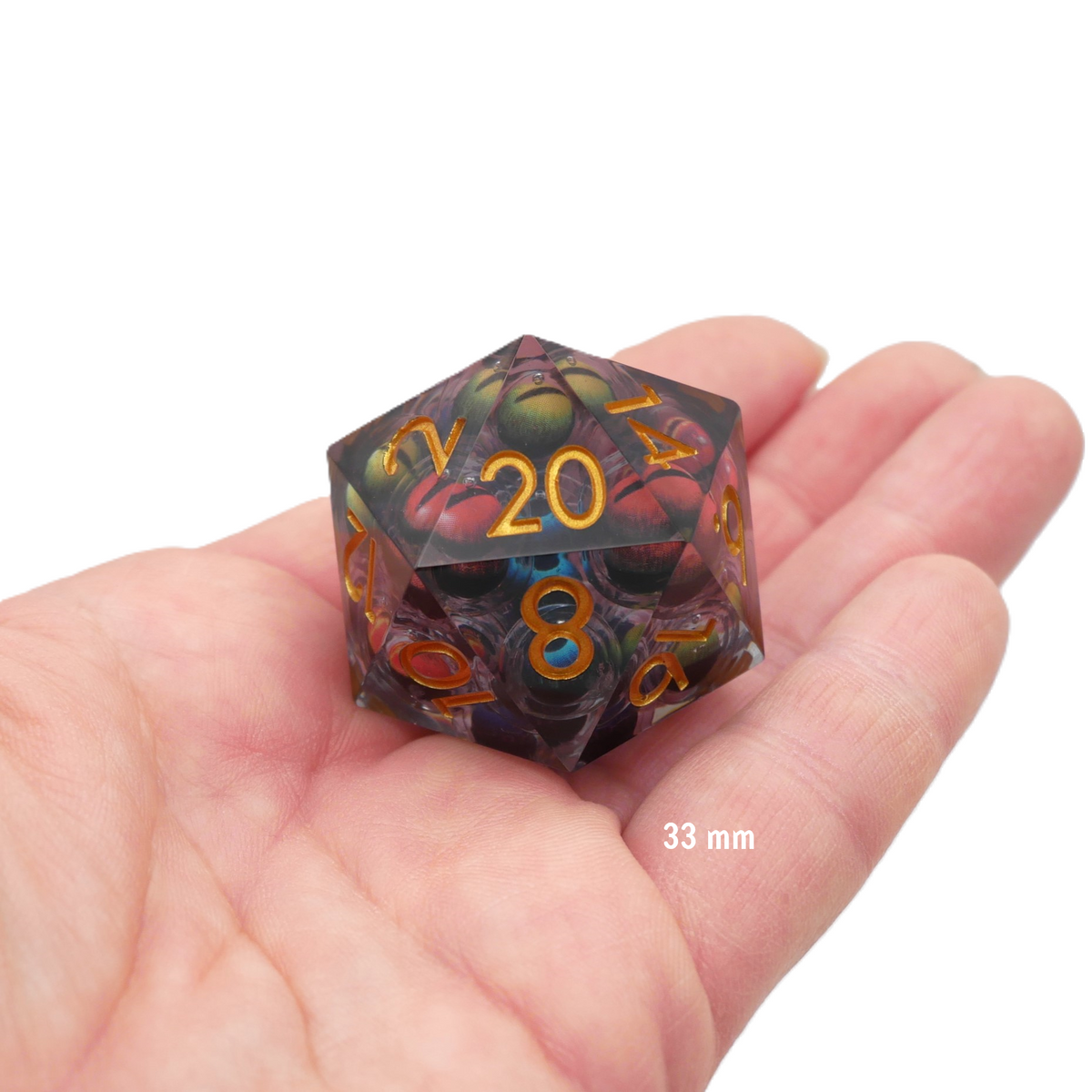 Hydra's Eyes | Giant D20 Moving Eye DnD Dice | Acrylic RPG Gaming Dice