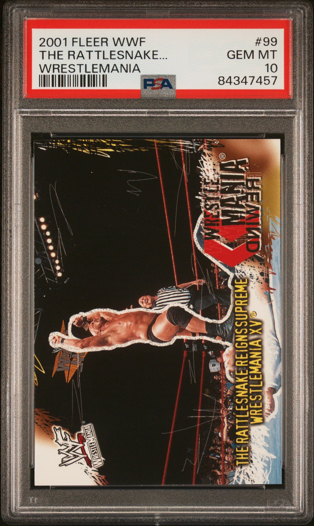 Graded 2001 Fleer WWF Stone Cold #99 Wrestlemania Card PSA 10 Gem Mint