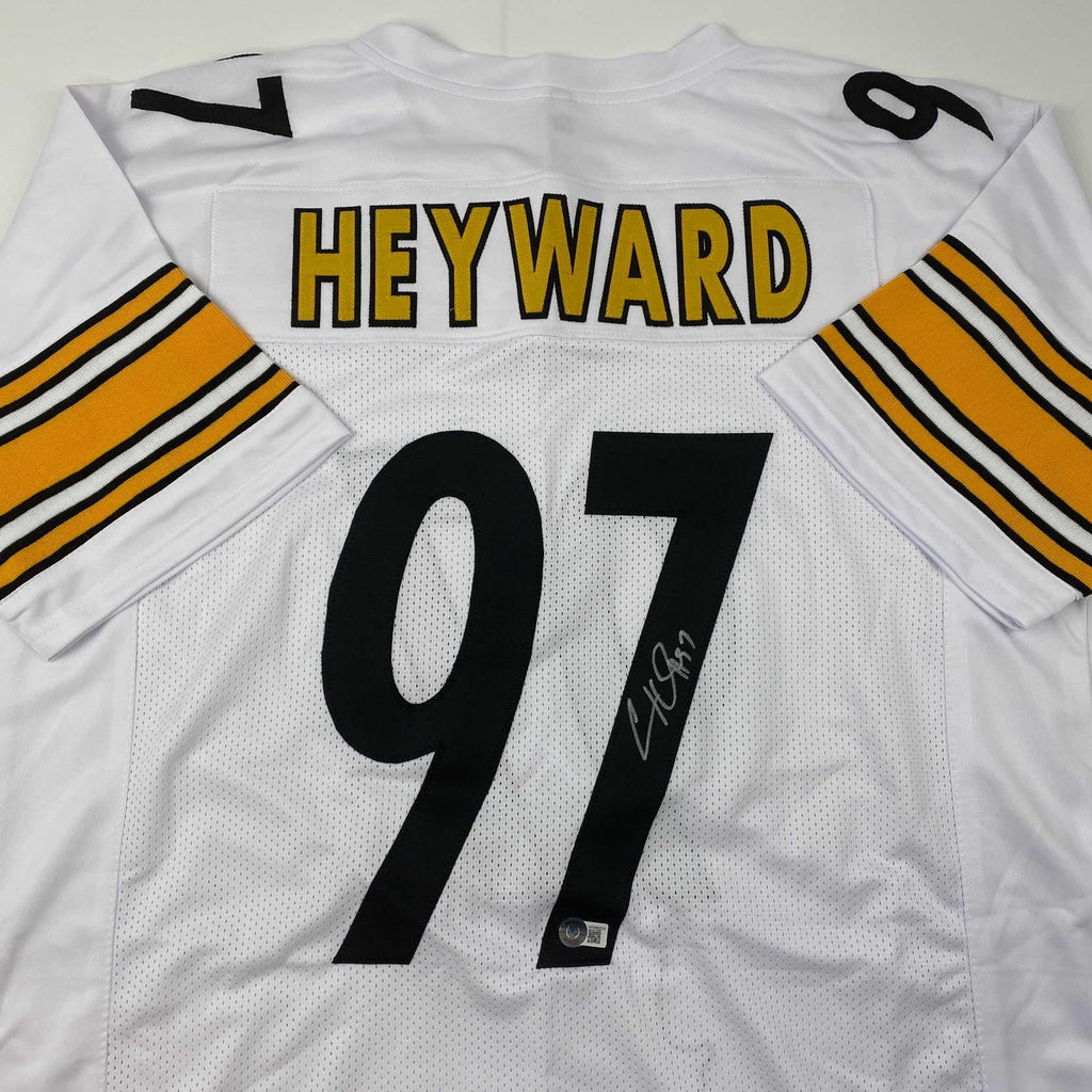 Autographed/Signed Cameron Heyward Pittsburgh White Football Jersey Beckett BAS COA