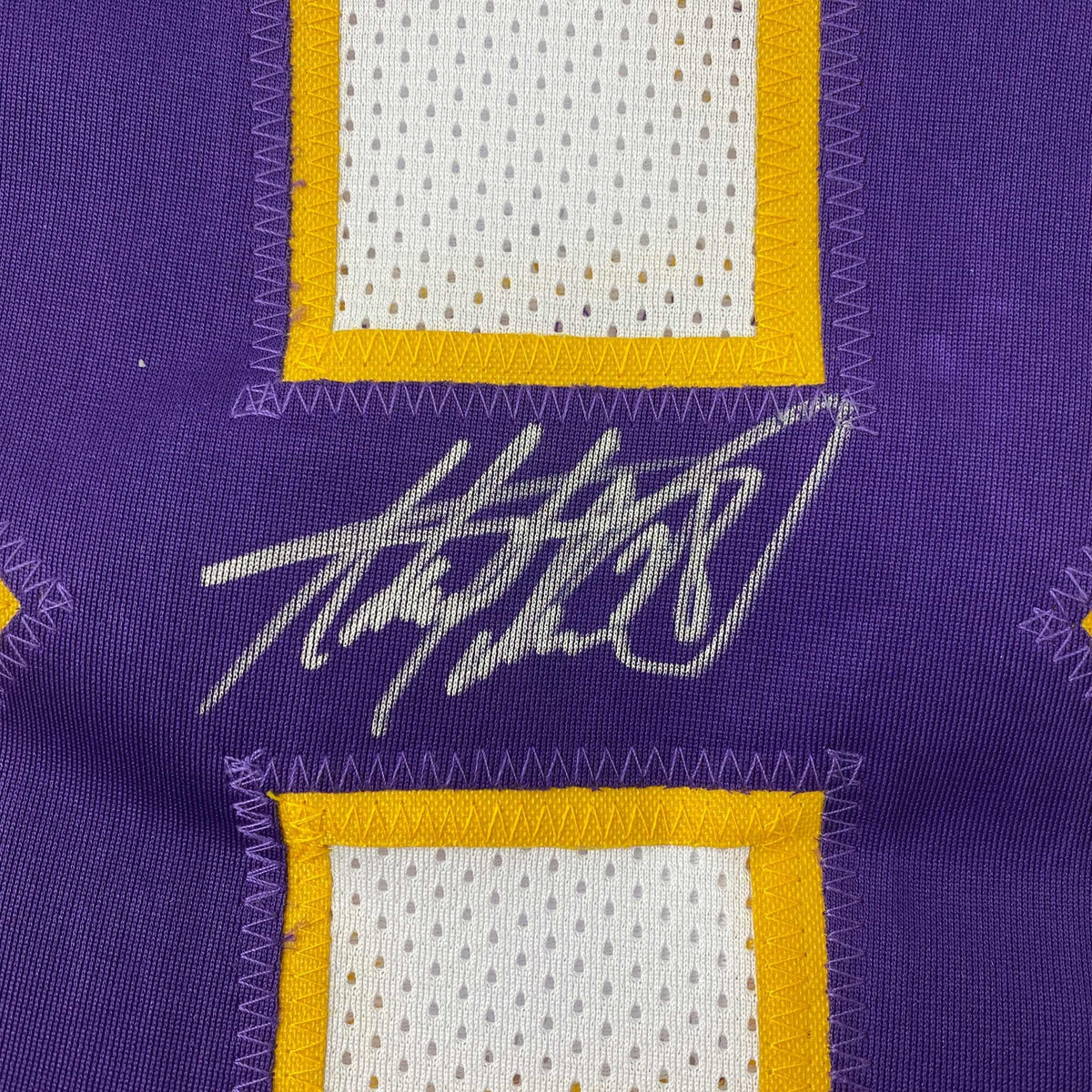 Autographed/Signed Adrian Peterson Minnesota White Football Jersey Beckett BAS COA