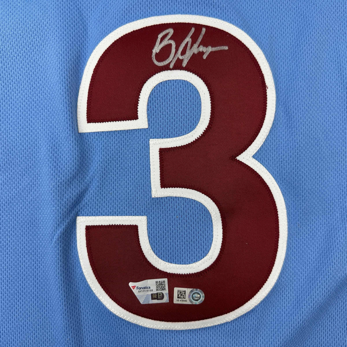 Autographed/Signed Bryce Harper Philadelphia Phillies Retro Blue Authentic Baseball Jersey Fanatics & MLB COA
