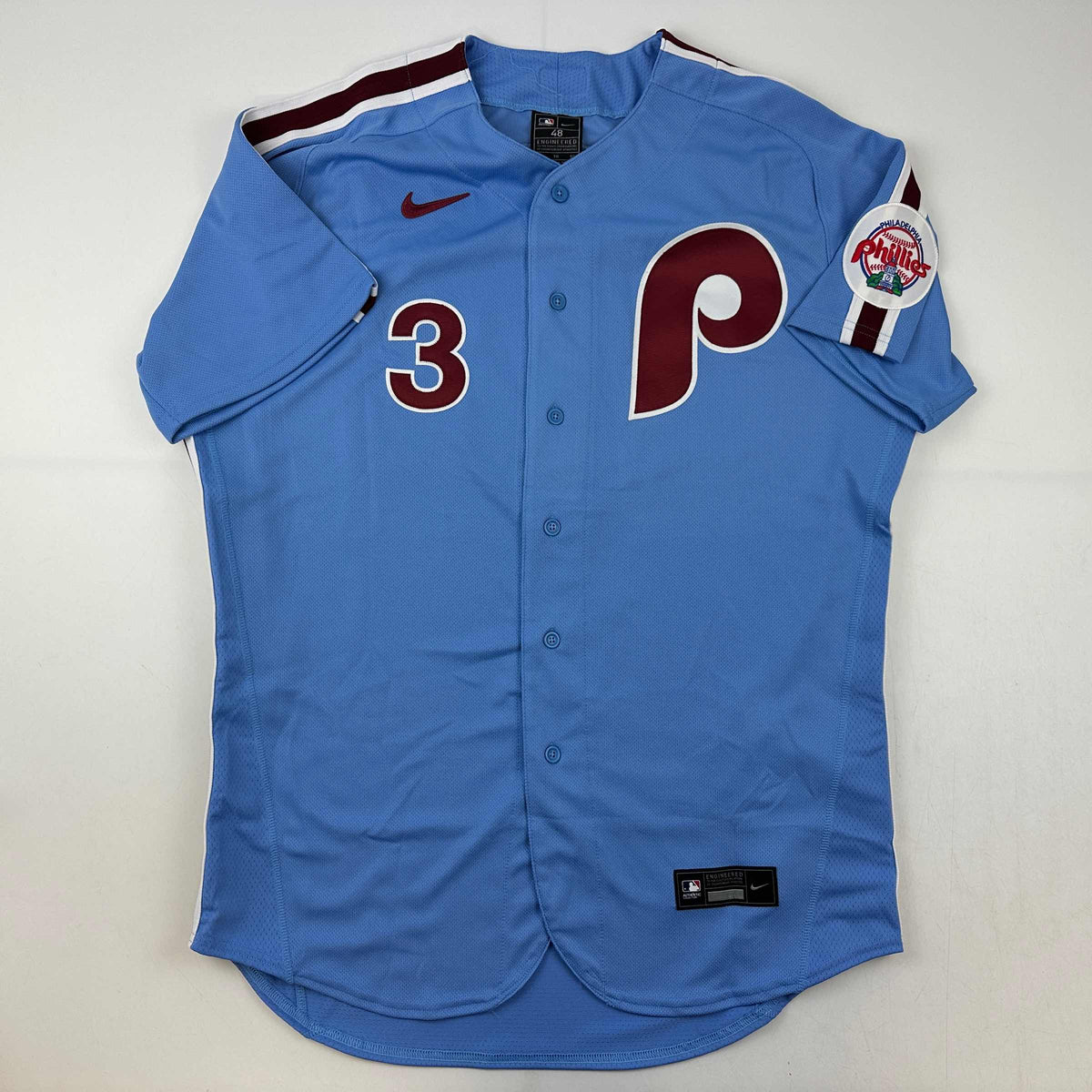 Autographed/Signed Bryce Harper Philadelphia Phillies Retro Blue Authentic Baseball Jersey Fanatics & MLB COA