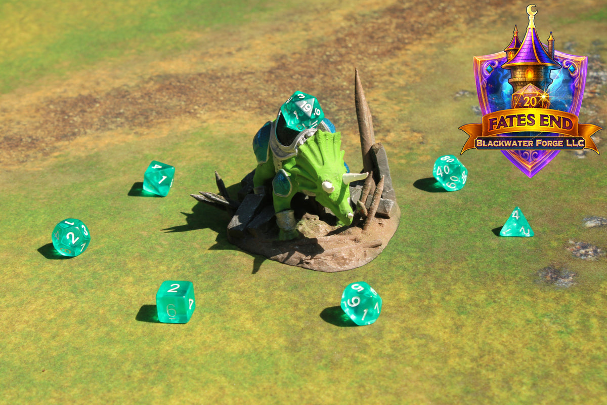 Armored War Triceratops Dinosaur 3D Printed Dice Jail - Fate's End Collection by Kim Bolt - Step back into a Prehistoric World!