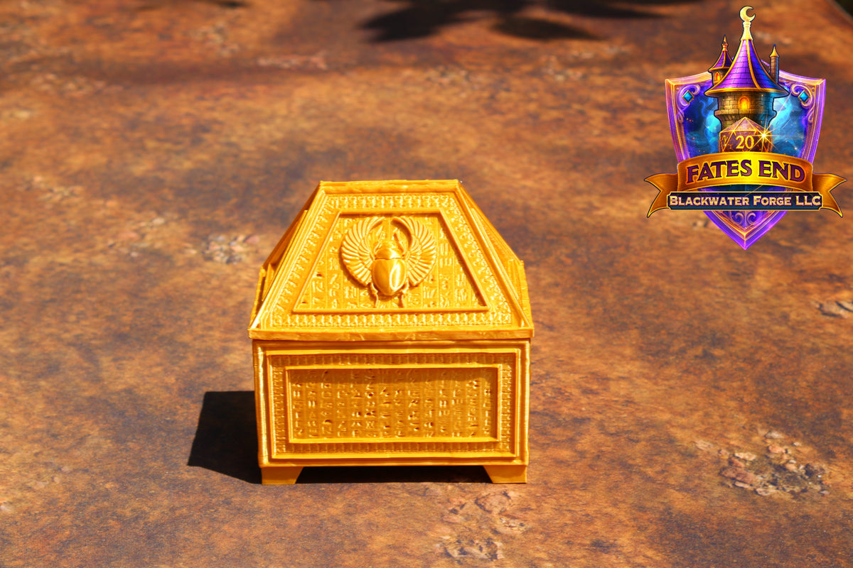 Ancient Egyptian Scarab Vault 3D Printed Dice Jail - Fate's End Collection by Kim Bolt - Step into the Sands of Ancient Legend!