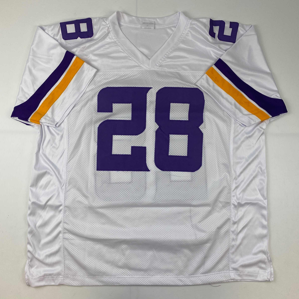 Autographed/Signed Adrian Peterson Minnesota White Football Jersey JSA COA