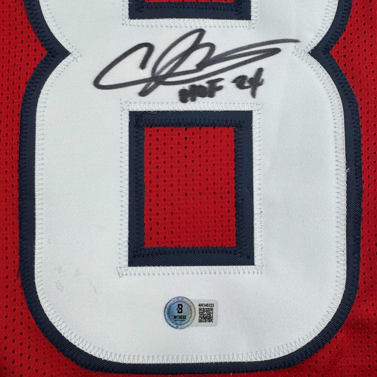 Autographed/Signed Andre Johnson HOF 24 Houston Texans Red Football Jersey JSA COA