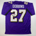 Autographed/Signed JK J.K. Dobbins Baltimore Purple Football Jersey JSA COA