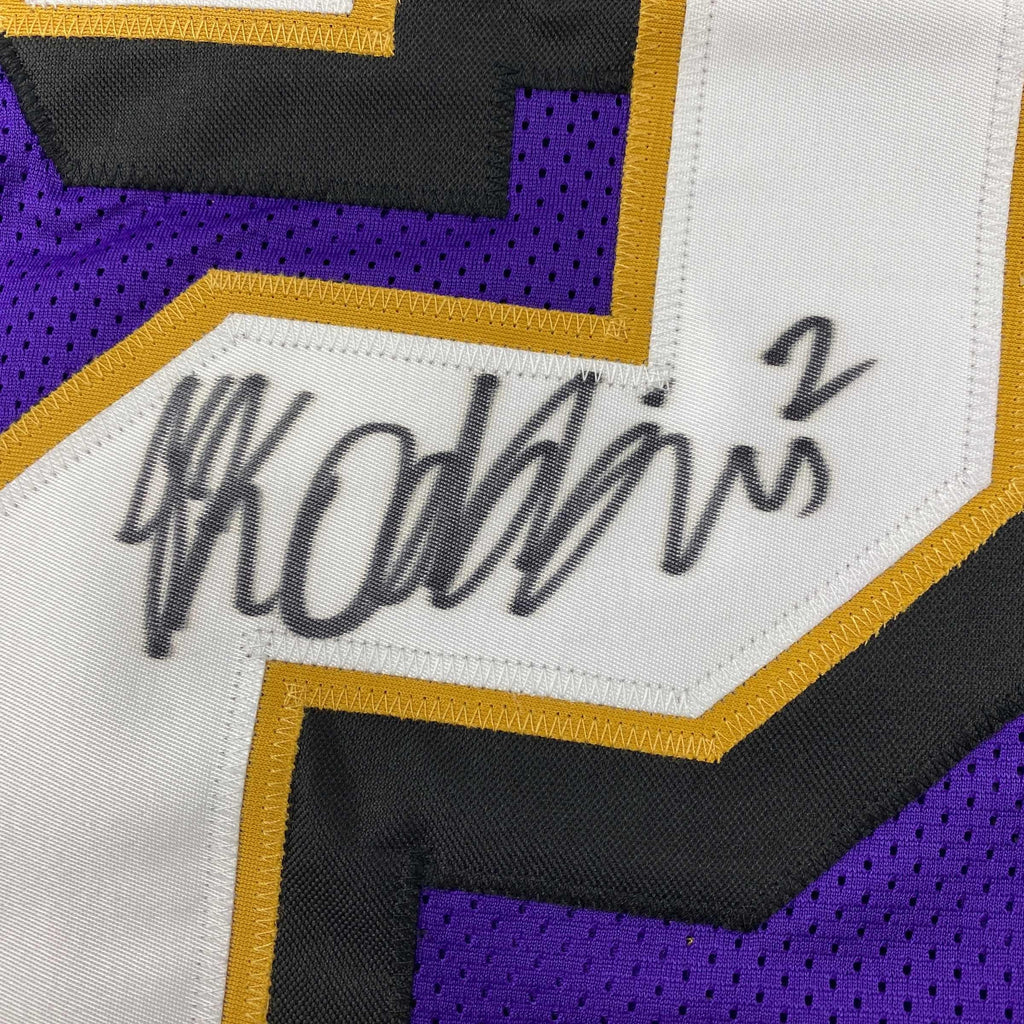 Autographed/Signed JK J.K. Dobbins Baltimore Purple Football Jersey JSA COA