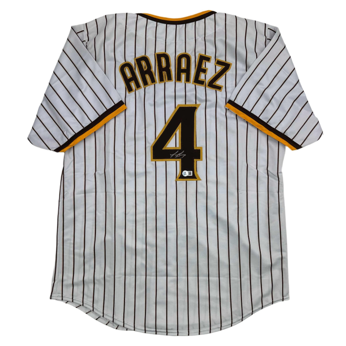 Autographed/Signed Luis Arraez San Diego Pinstripe Baseball Jersey Beckett BAS COA