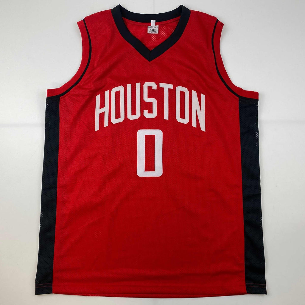 Autographed/Signed Jalen Green Houston Red Basketball Jersey JSA COA