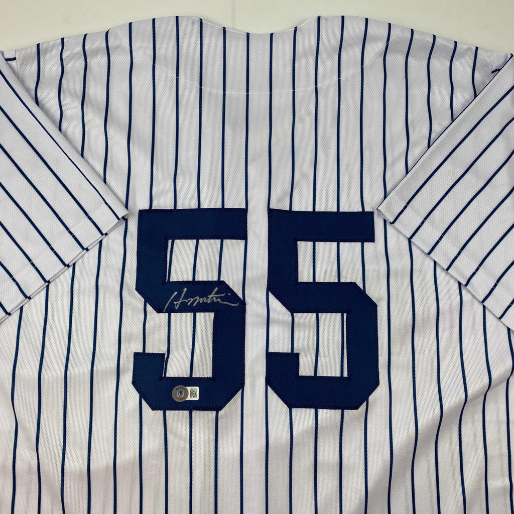 Autographed/Signed Hideki Matsui New York Pinstripe Baseball Jersey Beckett BAS COA