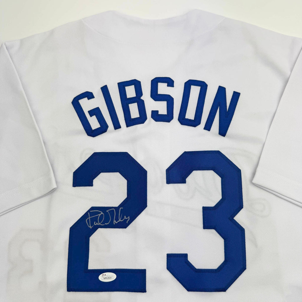 Autographed/Signed Kirk Gibson Los Angeles LA White Baseball Jersey JSA COA
