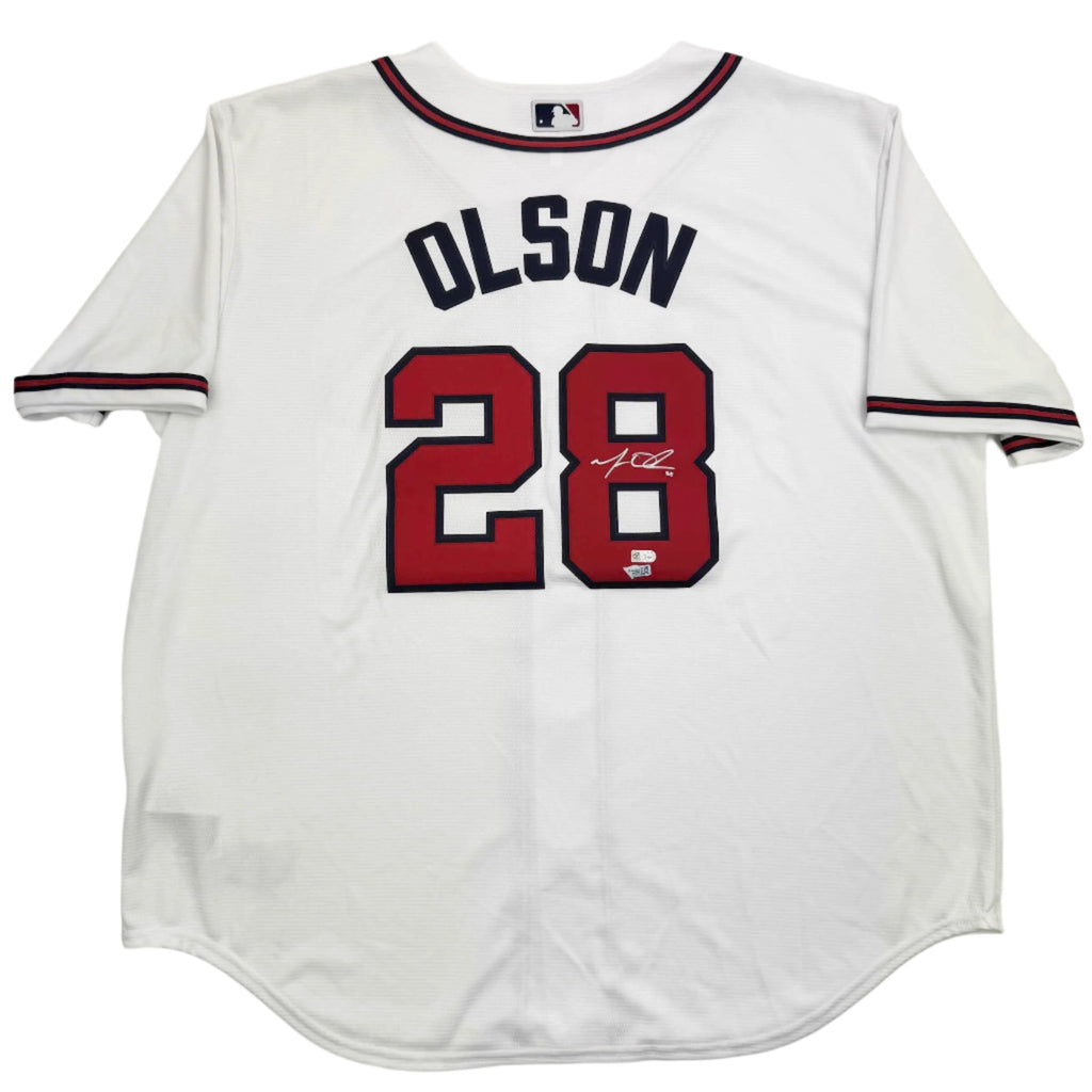 Autographed/Signed Matt Olson Atlanta Braves White Baseball Jersey Fanatics COA