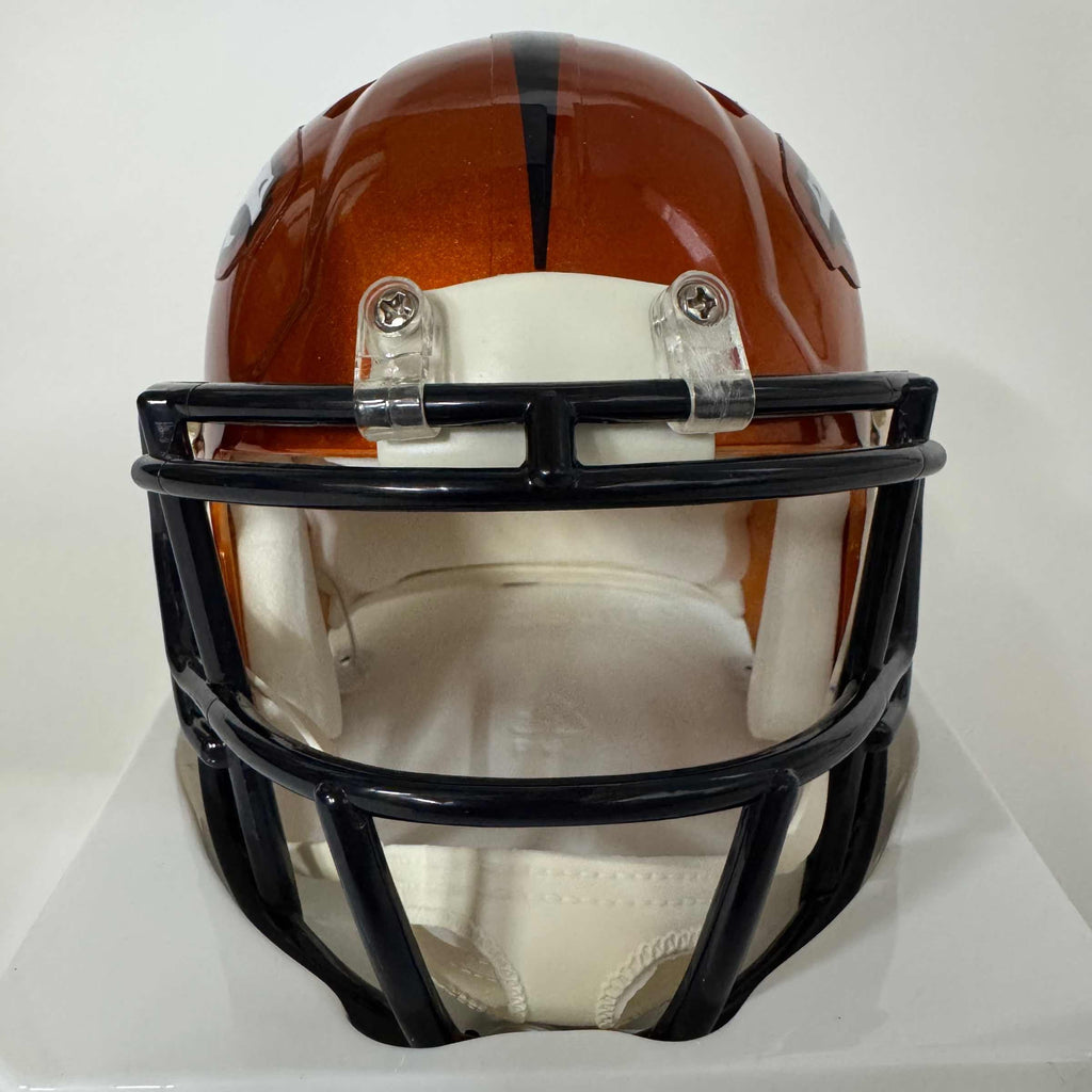 Autographed/Signed Terrell Davis HOF 17 Denver Broncos Speed Flash Alternate Mini Football Helmet JSA COA