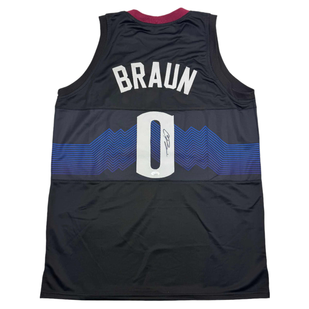 Autographed/Signed Christian Braun Denver Black 5280 Basketball Jersey JSA COA