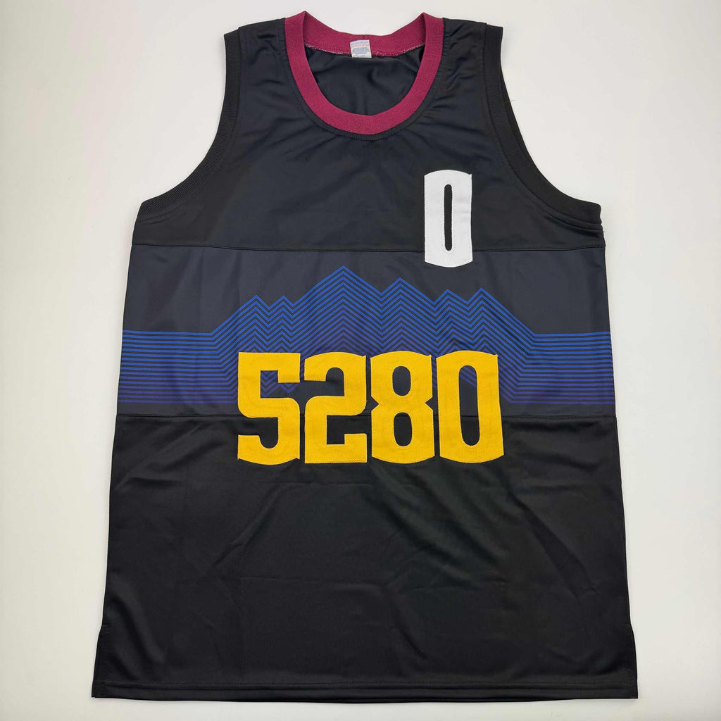 Autographed/Signed Christian Braun Denver Black 5280 Basketball Jersey JSA COA