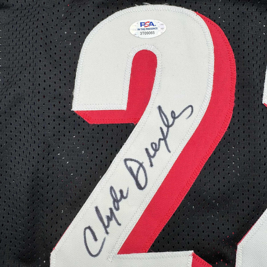 Autographed/Signed Clyde Drexler Portland Black Basketball Jersey PSA COA