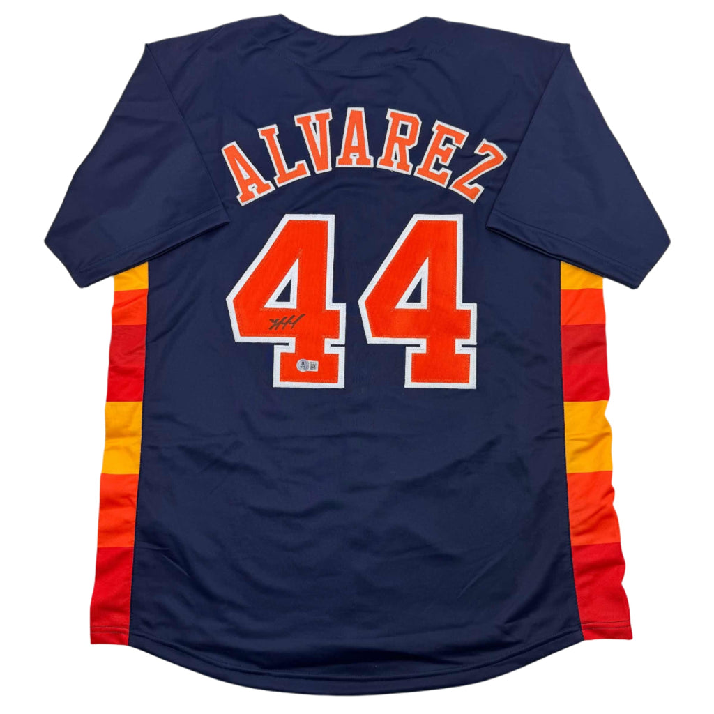 Autographed/Signed Yordan Alvarez Houston Blue Baseball Jersey Beckett BAS COA