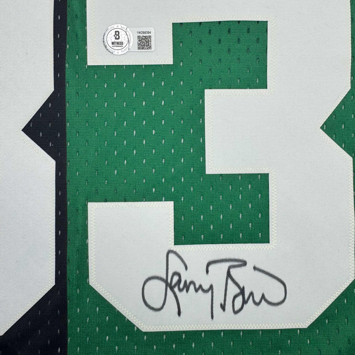 Autographed/Signed Larry Bird Boston Split Basketball Jersey Beckett BAS COA