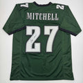 Autographed/Signed Quinyon Mitchell Philadelphia Green Football Jersey JSA COA