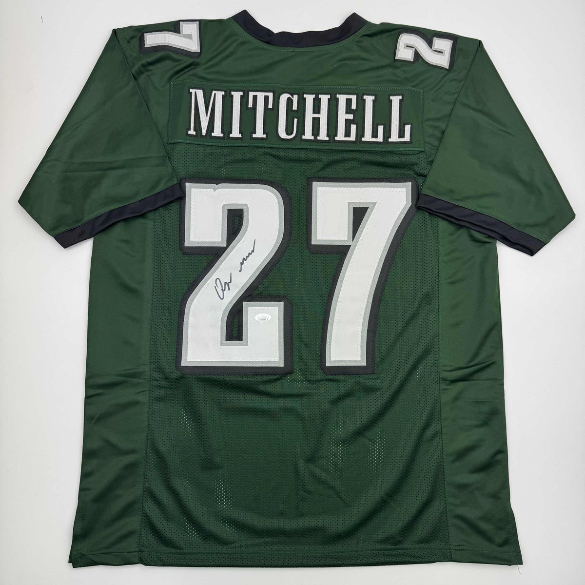 Autographed/Signed Quinyon Mitchell Philadelphia Green Football Jersey JSA COA