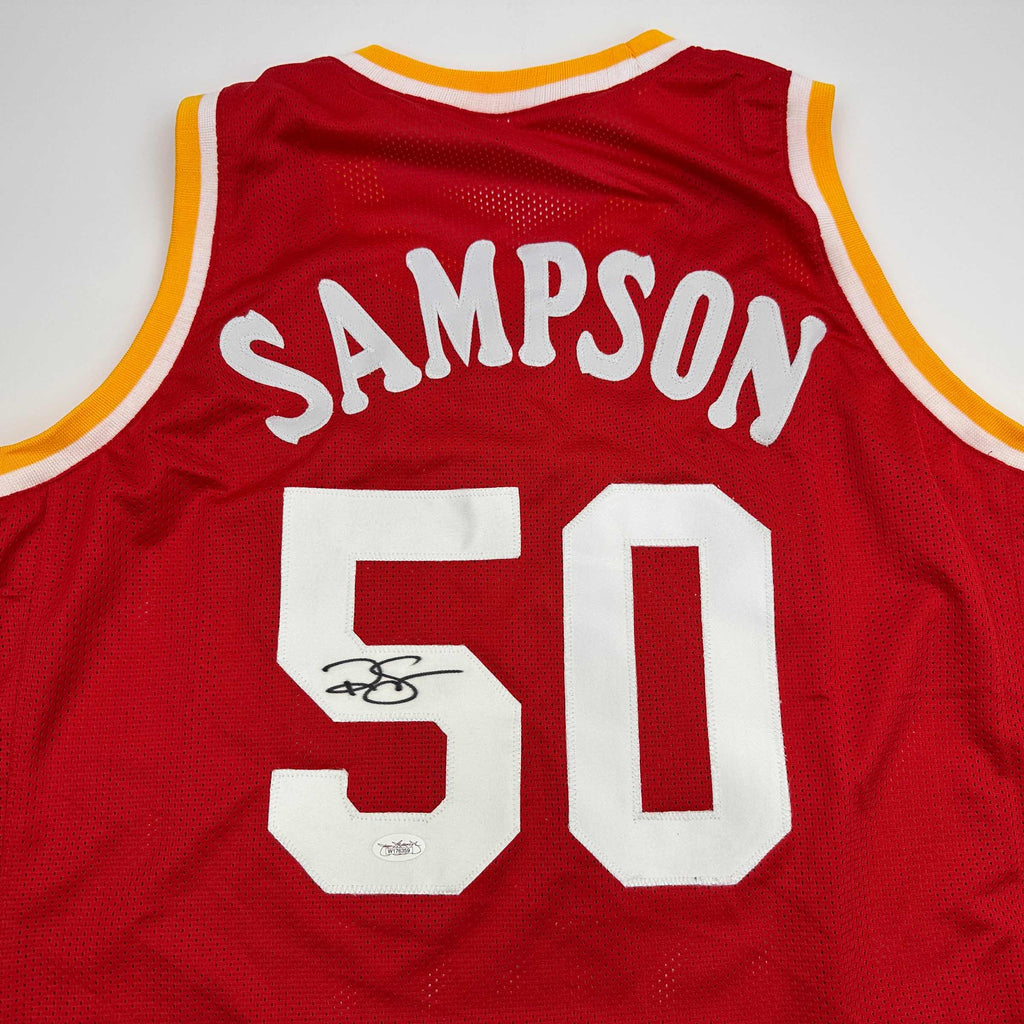 Autographed/Signed Ralph Sampson Houston Red Basketball Jersey JSA COA