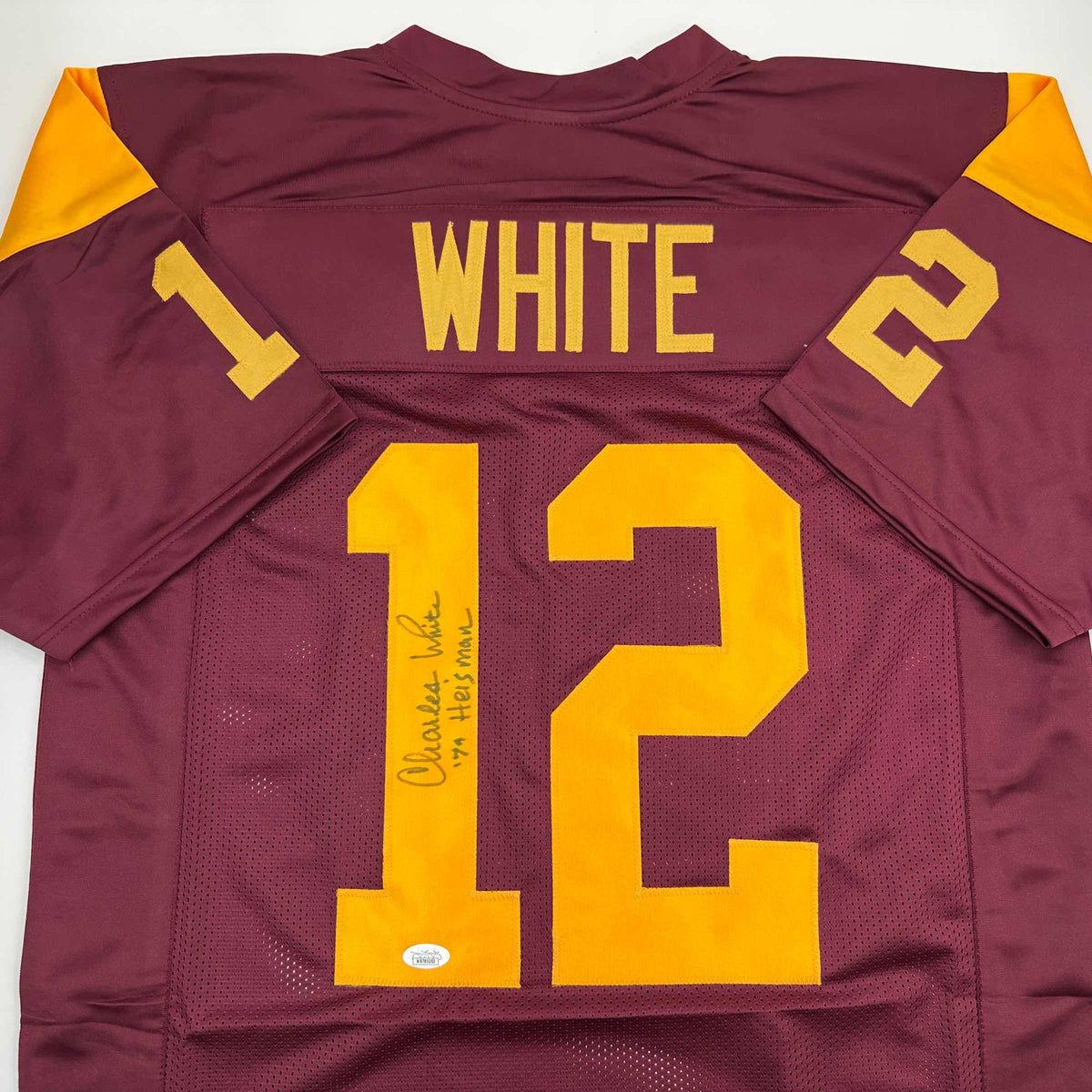 Autographed/Signed Charles White 79 Heisman USC Southen Cal Maroon College Football Jersey JSA COA