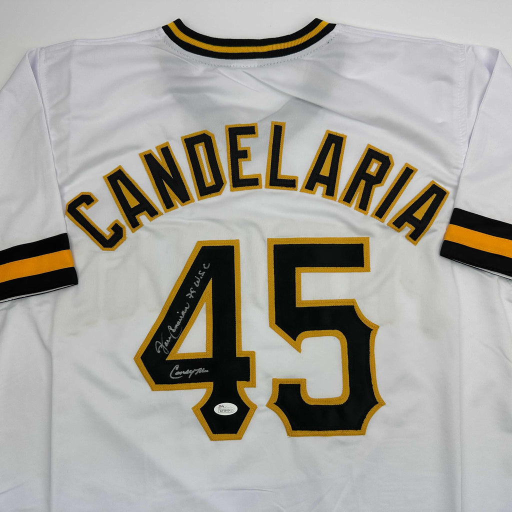 Autographed/Signed John Candelaria Pittsburgh White Baseball Jersey JSA COA