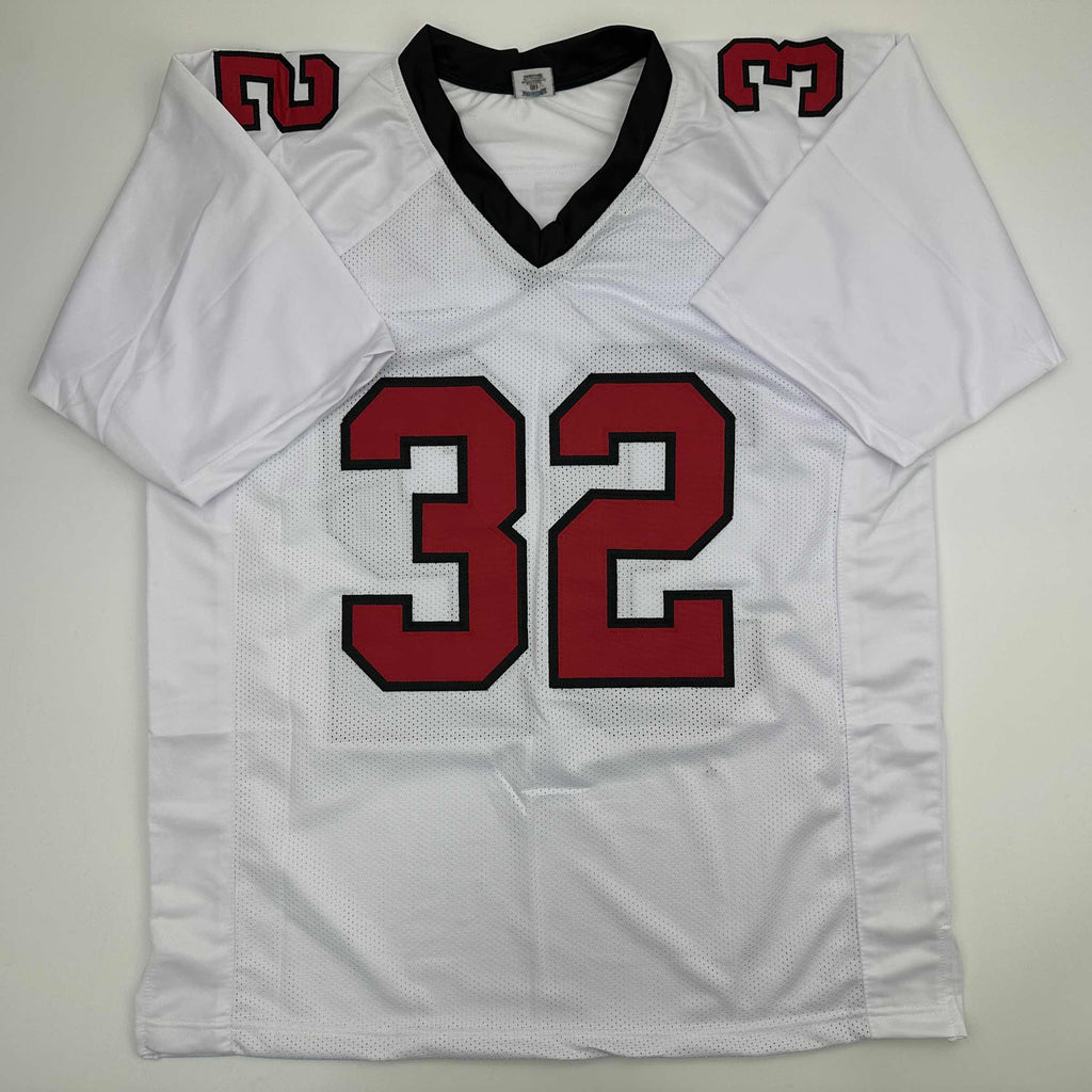 Autographed/Signed Jamal Anderson Atlanta White Football Jersey JSA COA