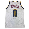Autographed/Signed Christian Braun Denver White Basketball Jersey Beckett BAS COA