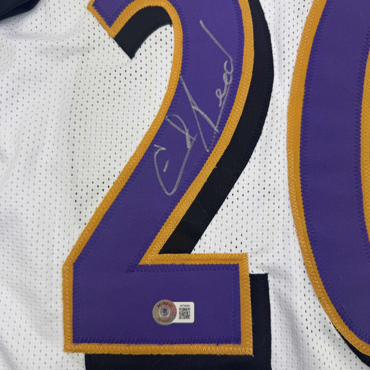 Autographed/Signed Ed Reed Baltimore White Football Jersey Beckett BAS COA