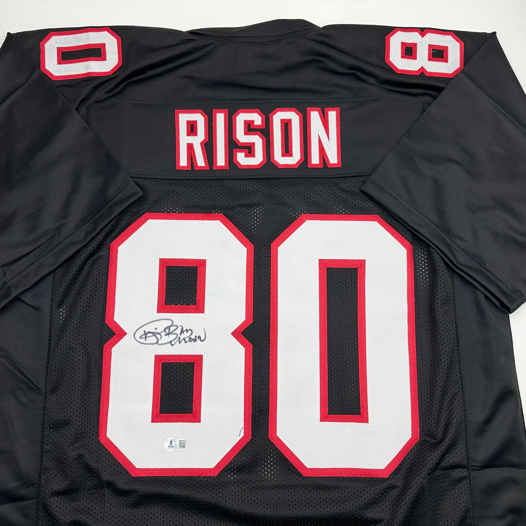 Autographed/Signed Andre Rison Atlanta Black Football Jersey Beckett BAS COA