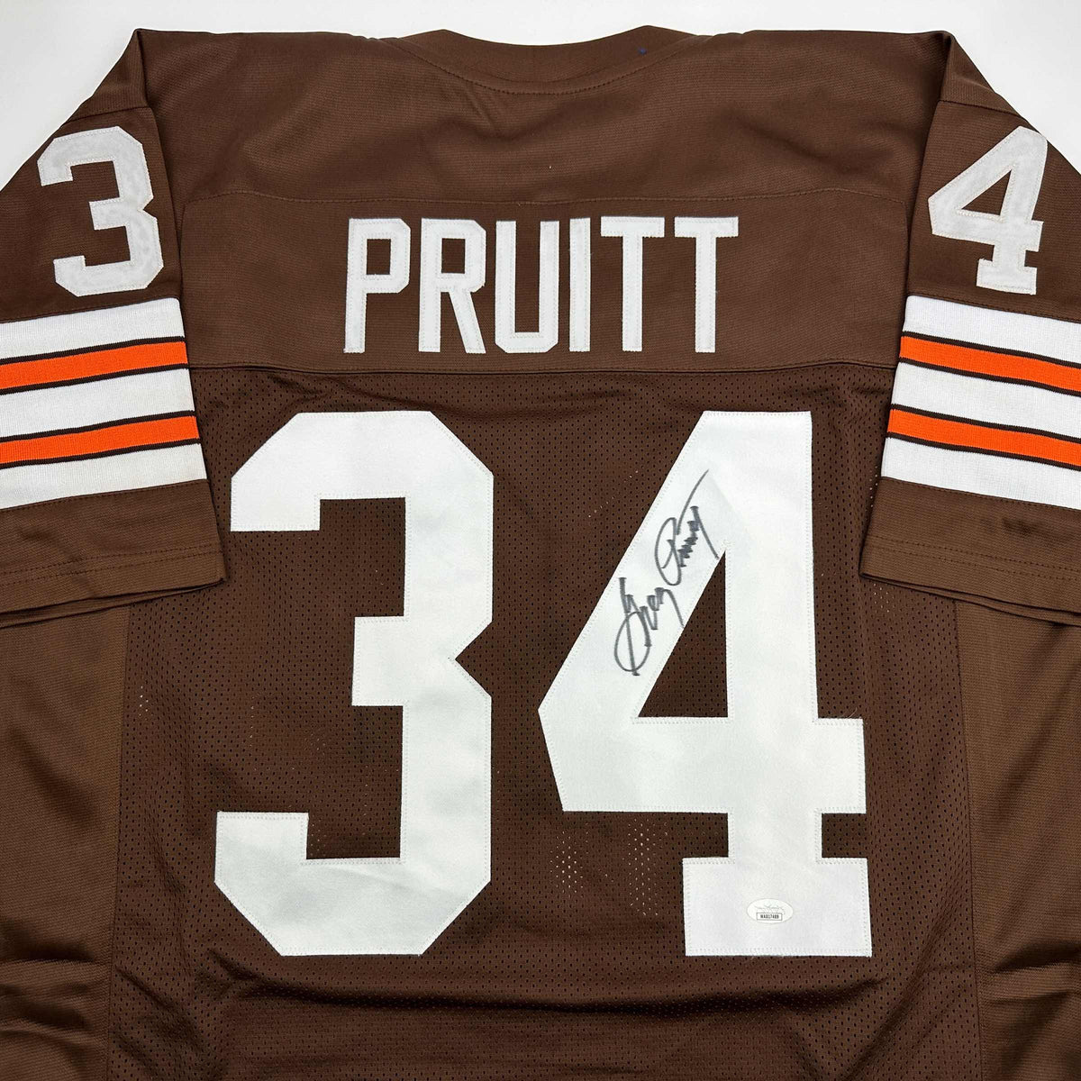 Autographed/Signed Greg Pruitt Cleveland Brown Football Jersey JSA COA