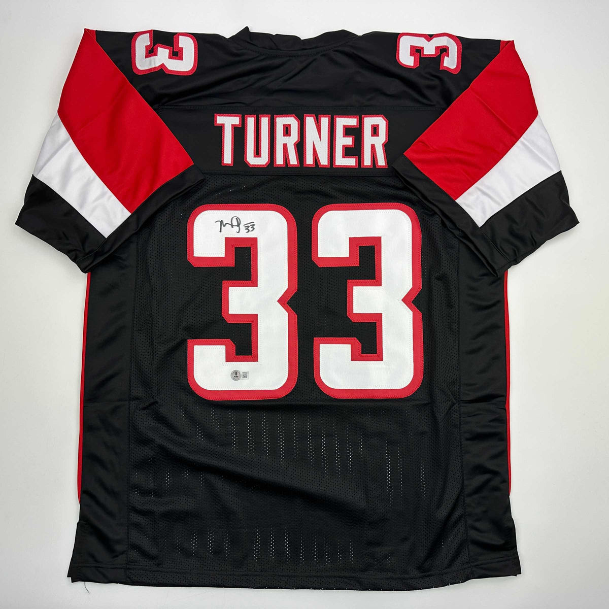 Autographed/Signed Michael Turner Atlanta Black Football Jersey Beckett BAS COA