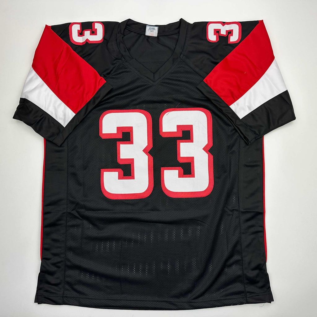 Autographed/Signed Michael Turner Atlanta Black Football Jersey Beckett BAS COA