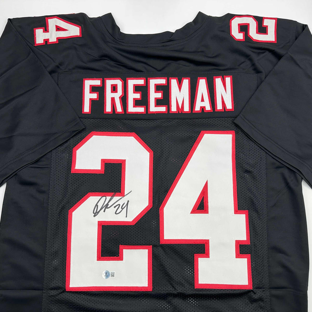 Autographed/Signed Devonta Freeman Atlanta Retro Black Football Jersey Beckett BAS COA