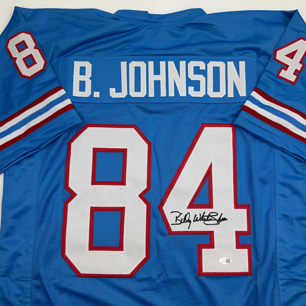 Autographed/Signed Billy White Shoes Johnson Tennessee Retro Light Blue Football Jersey JSA COA