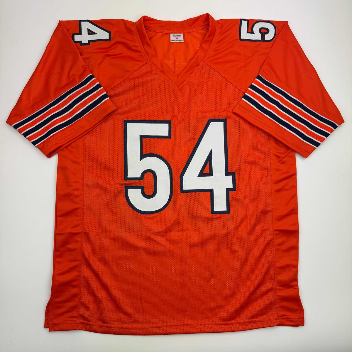 Autographed/Signed Brian Urlacher HOF 18 Chicago Orange Football Jersey Beckett BAS COA