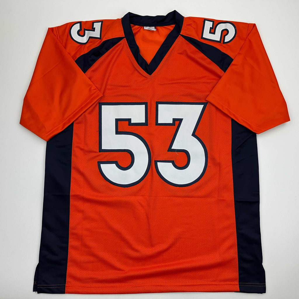 Autographed/Signed Bill Romanowski Denver Orange Football Jersey Beckett BAS COA