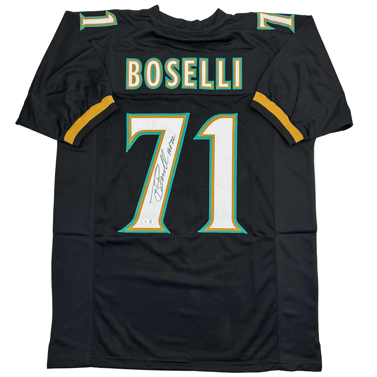 Autographed/Signed Tony Boselli HOF 22 Jacksonville Black Football Jersey Beckett BAS COA