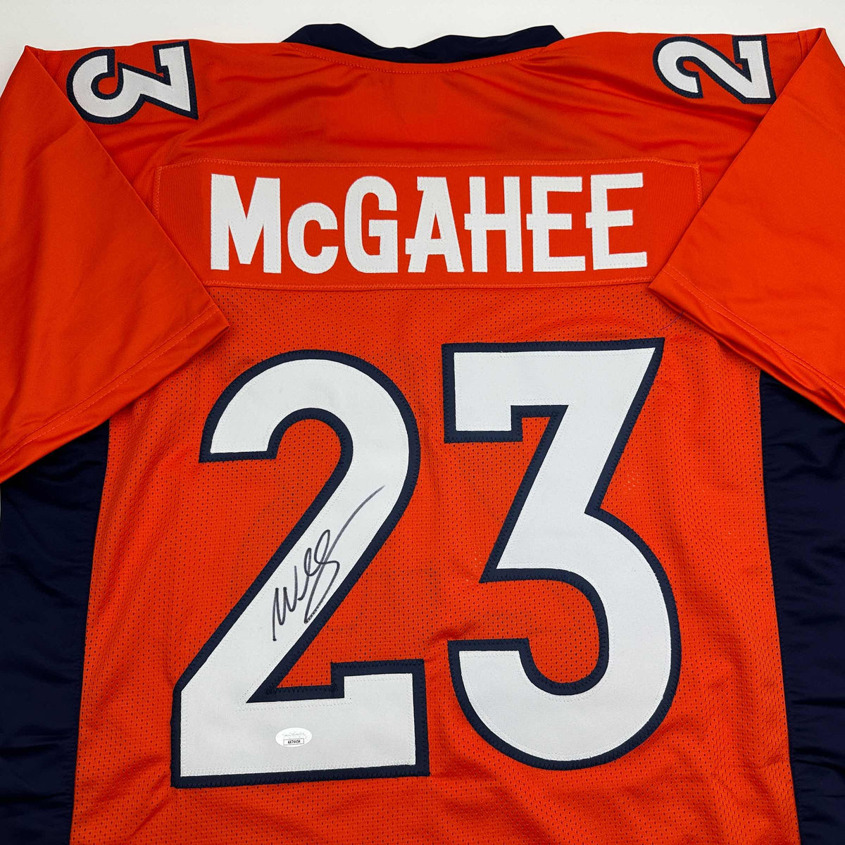 Autographed/Signed Willis McGahee Denver Orange Football Jersey JSA COA