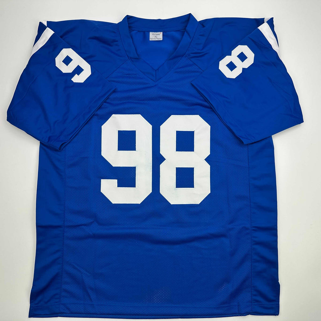 Autographed/Signed Robert Mathis Indianapolis Blue Football Jersey JSA COA