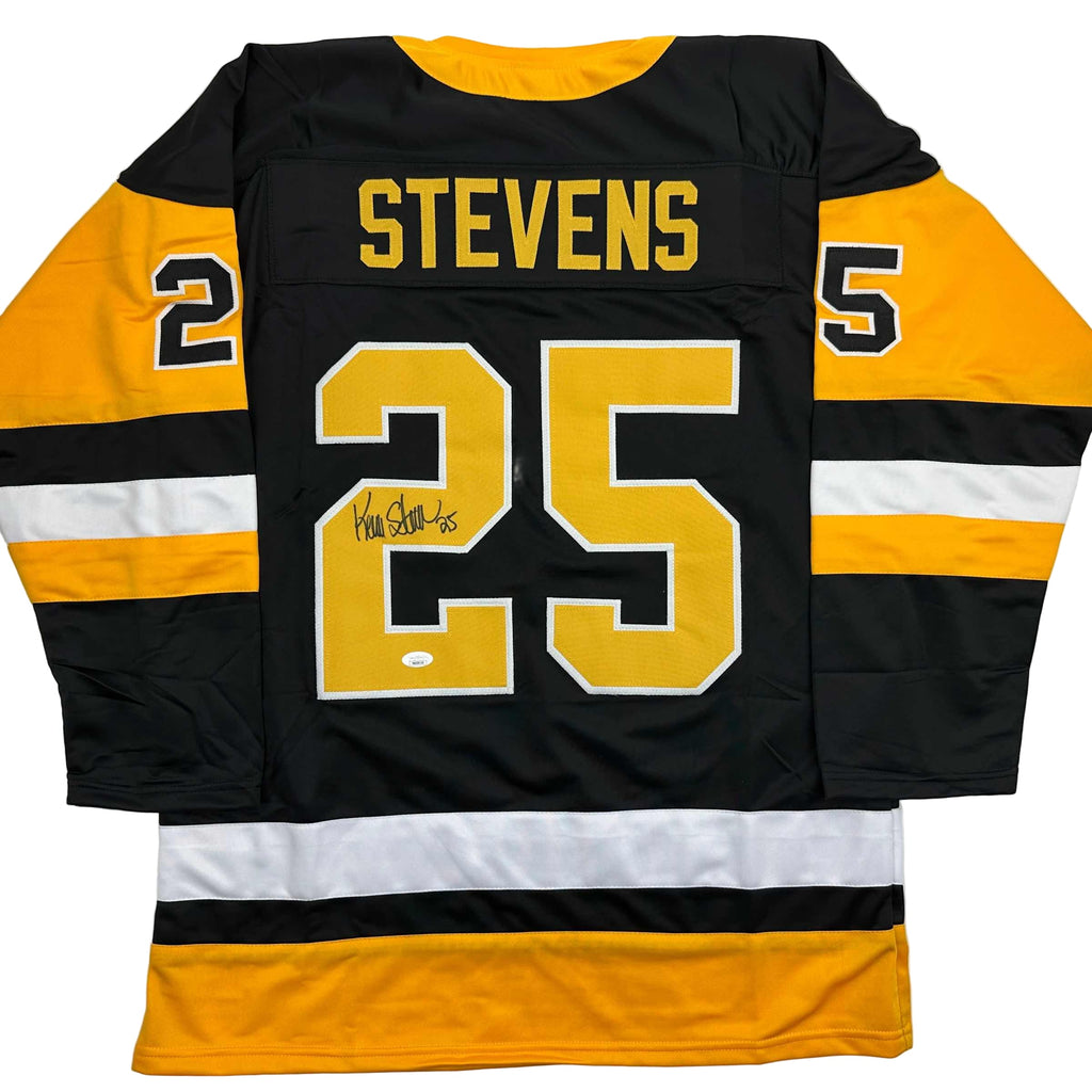 Autographed/Signed Kevin Stevens Pittsburgh Black Hockey Jersey JSA COA