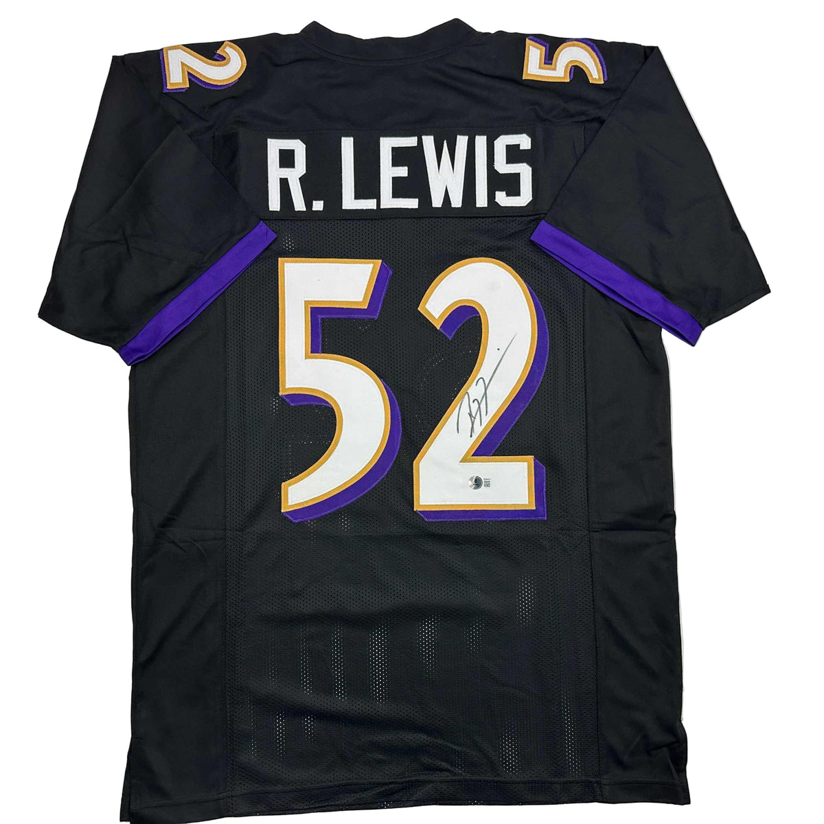 Autographed/Signed Ray Lewis Baltimore Black Football Jersey Beckett BAS COA