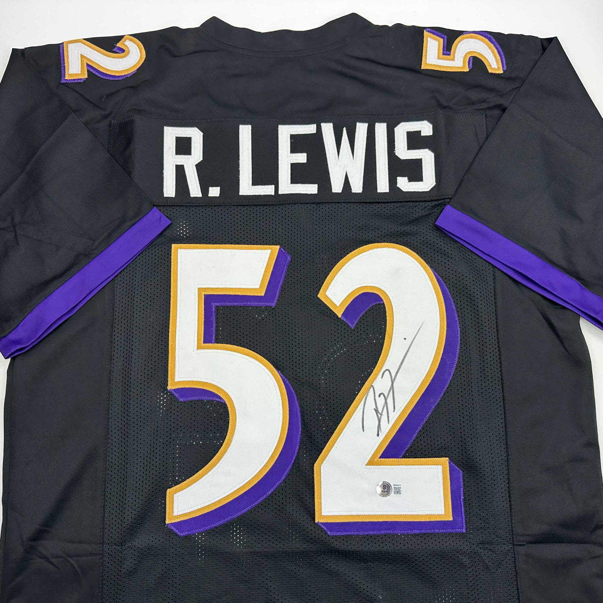 Autographed/Signed Ray Lewis Baltimore Black Football Jersey Beckett BAS COA